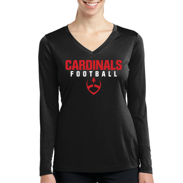 Mt. Pleasant 2025 Football - Black Ladies Long Sleeve PosiCharge Competitor V Neck Tee Thumbnail